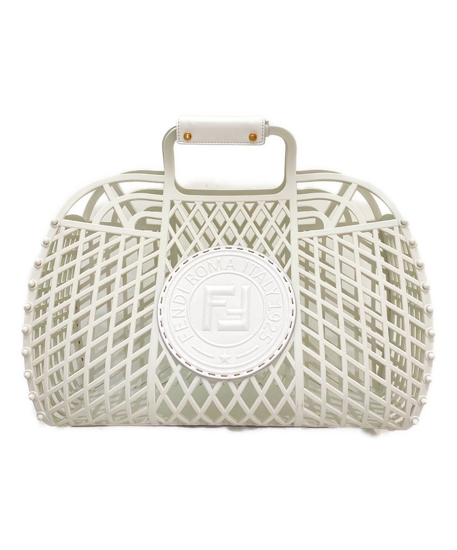 Fendi ホワイト かごバッグバスケットバッグ　ミディアム 中古・古着通販】FENDI (フェンディ) ミディアムバスケットバッグ