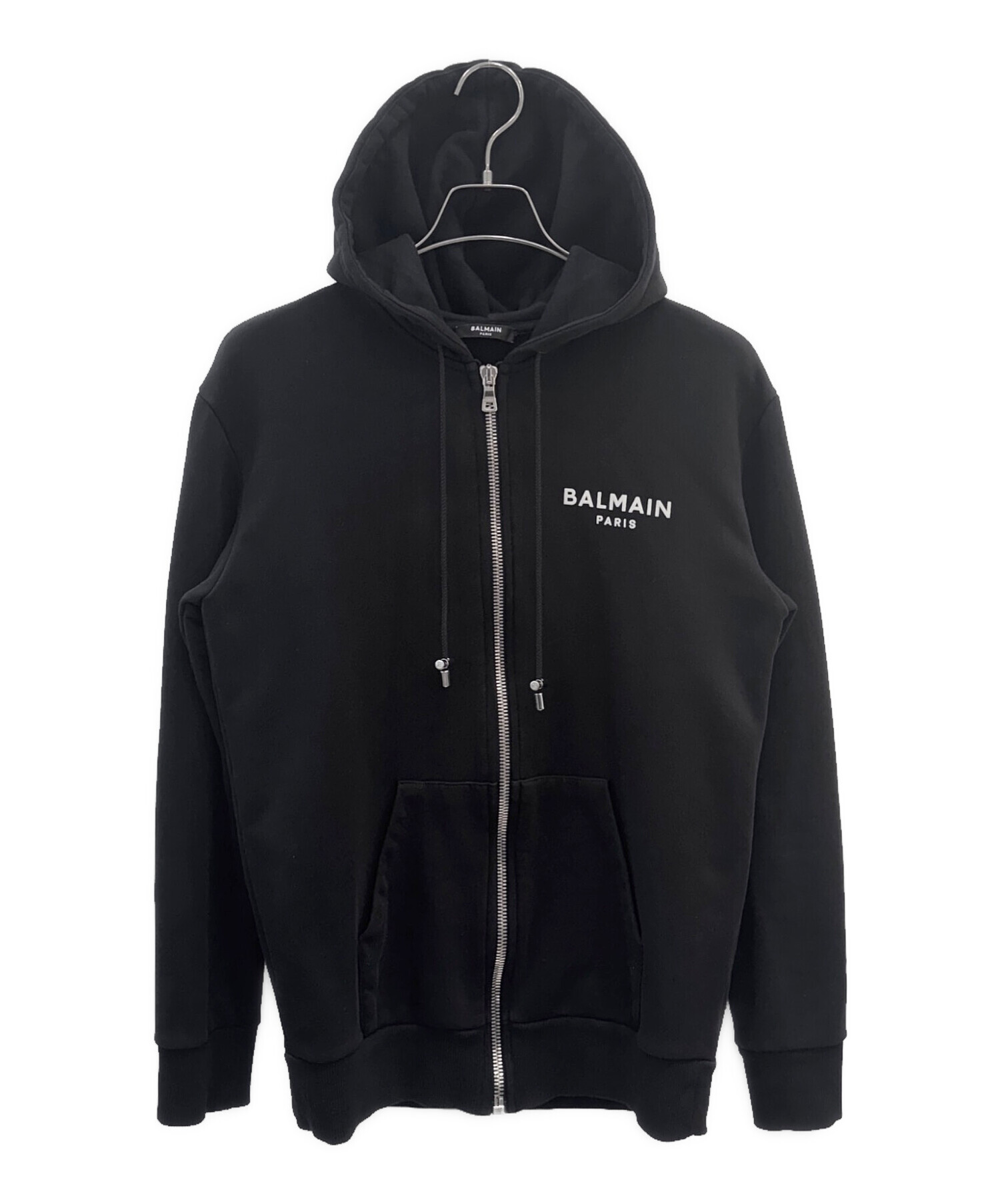 美品】BALMAIN バルマン ジップアップ パーカー ロゴテープ フーディー
