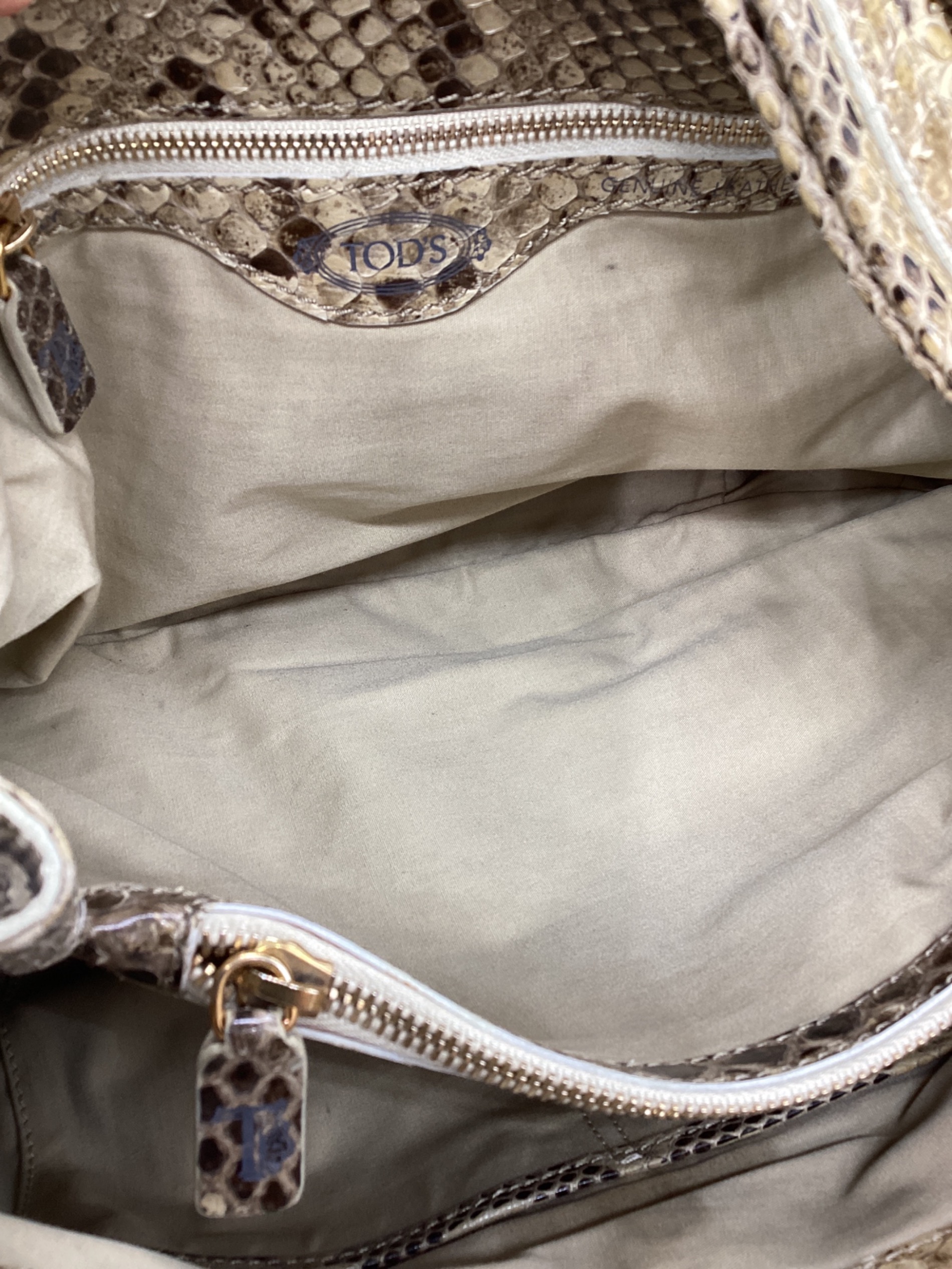 中古・古着通販】TOD'S (トッズ) パイソンショルダーバッグ ベージュ