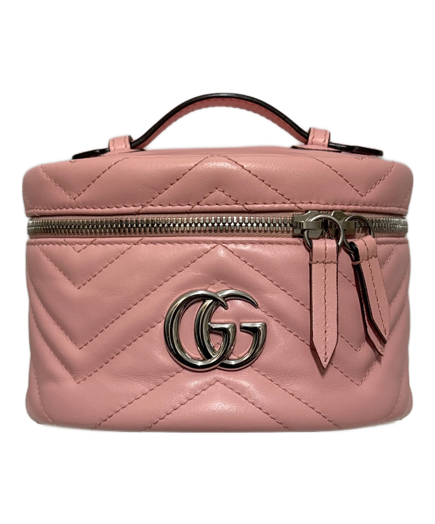 中古・古着通販】GUCCI (グッチ) Vステッチバニティバッグ ピンク 
