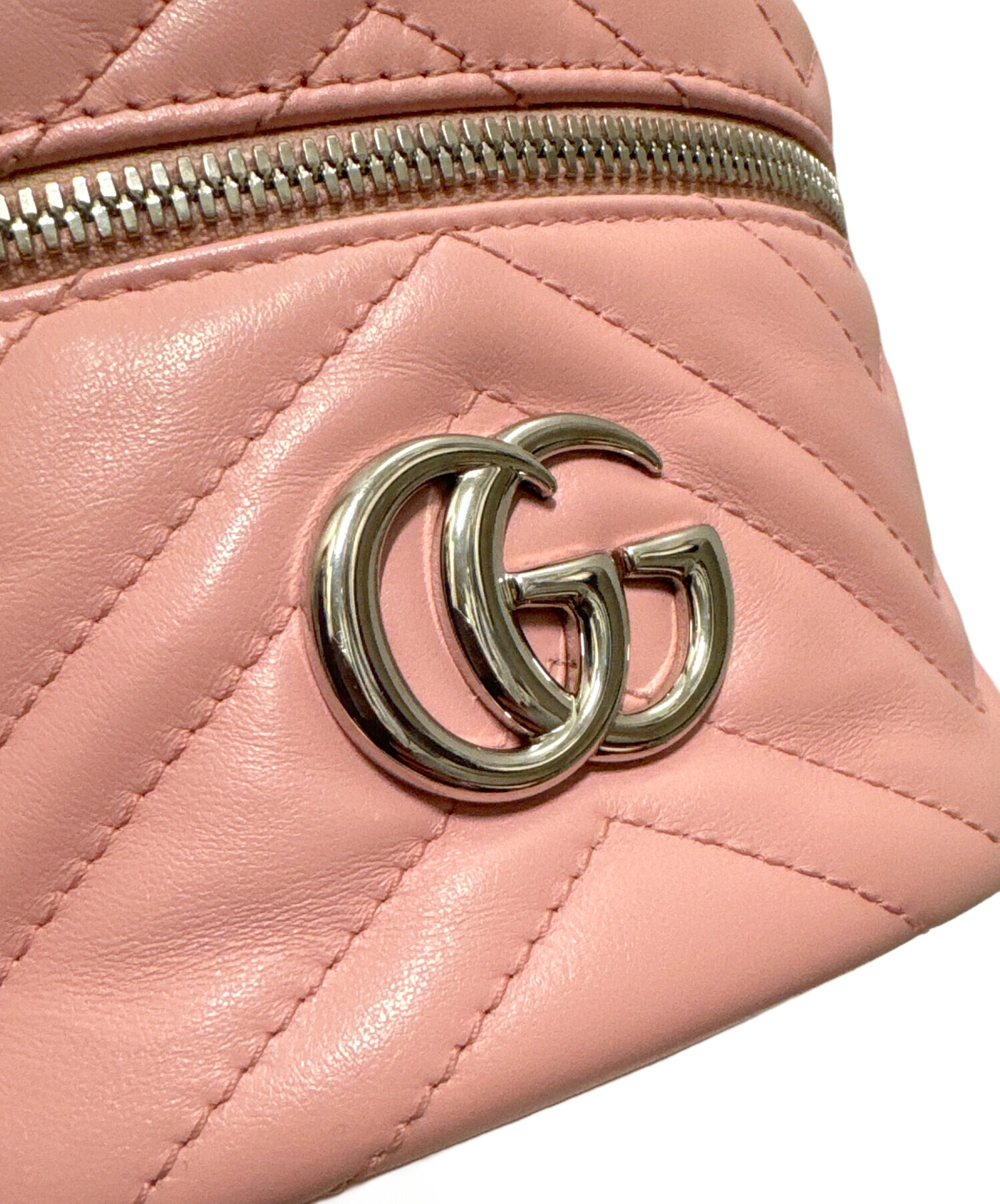 中古・古着通販】GUCCI (グッチ) Vステッチバニティバッグ ピンク 