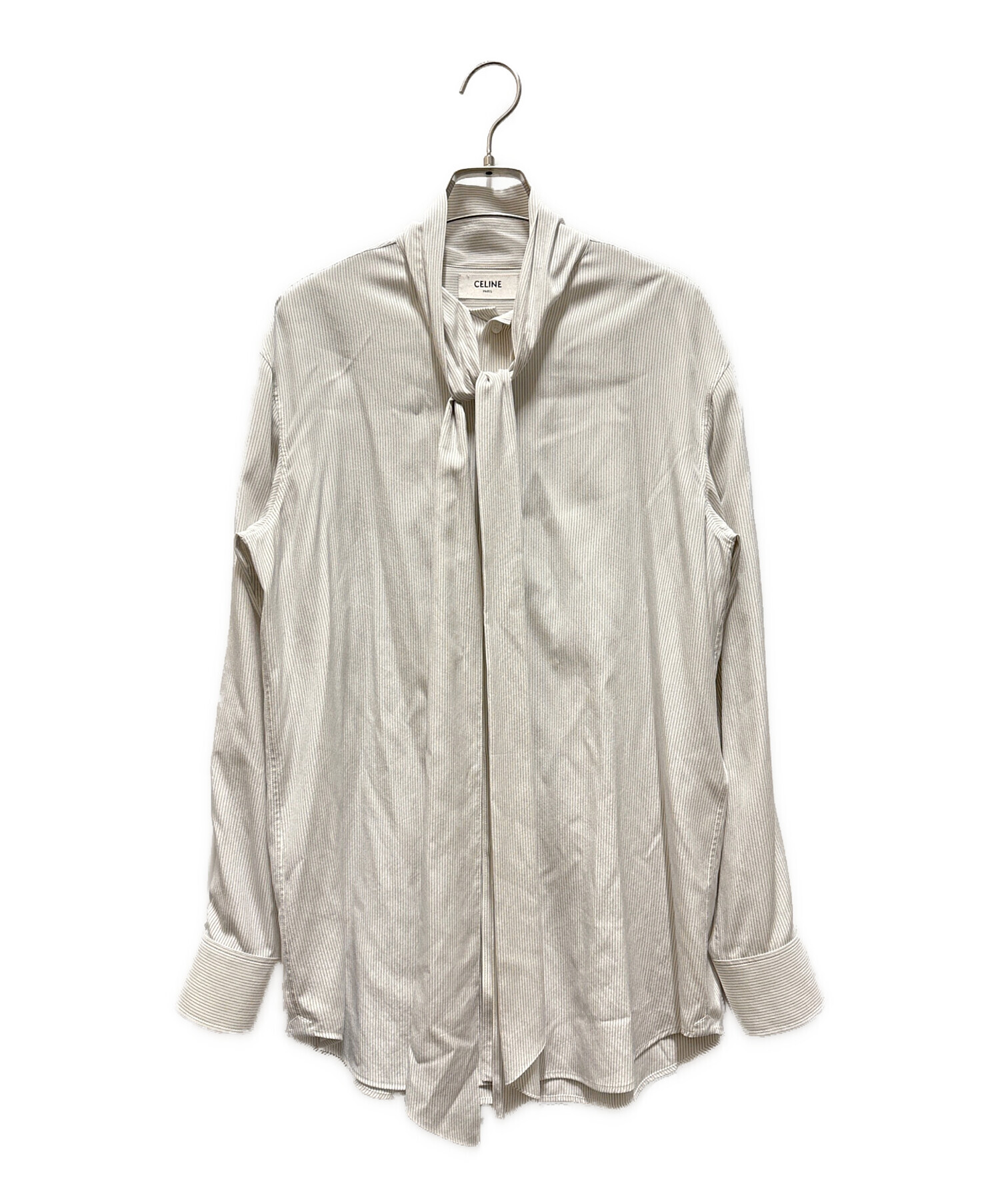 【CELINE】80/90s オールドセリーヌ ホースビット柄 シルクシャツ CELINE（セリーヌ）カジュアルシャツ 茶 サイズ:37(XS位) メンズ