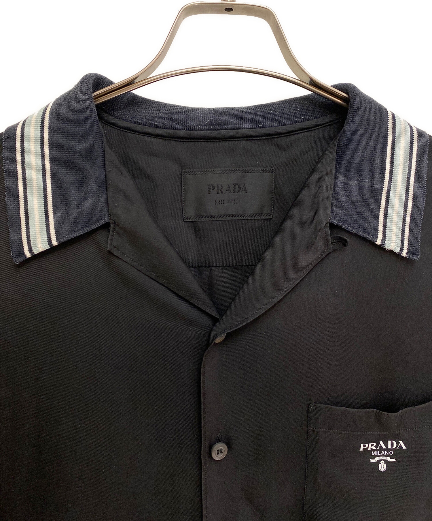 プラダ　超希少 ナイロンジャケット　ブラックショートスリーブ半袖シャツ　XXL プラダ 超希少 ナイロンジャケット ブラックショートスリーブ半袖