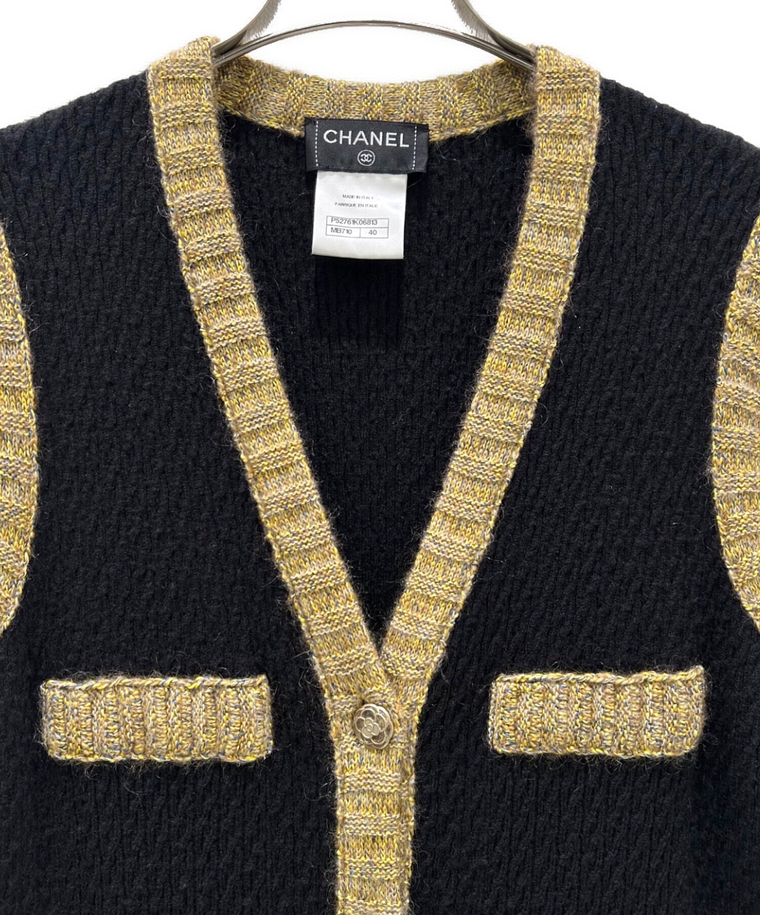 極美品*シャネル マトラッセステッチ ニット ワンピース ひざ丈 ココボタン 極美品*シャネル マトラッセステッチ ニット ワンピース ひざ丈 ココボタン