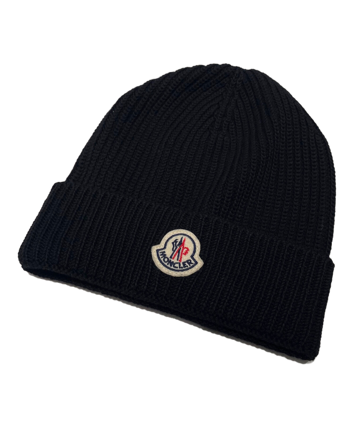 未使用品 MONCLER ブラック ニット帽 中古・古着通販】MONCLER (モンクレール) ニット帽 ブラック サイズ