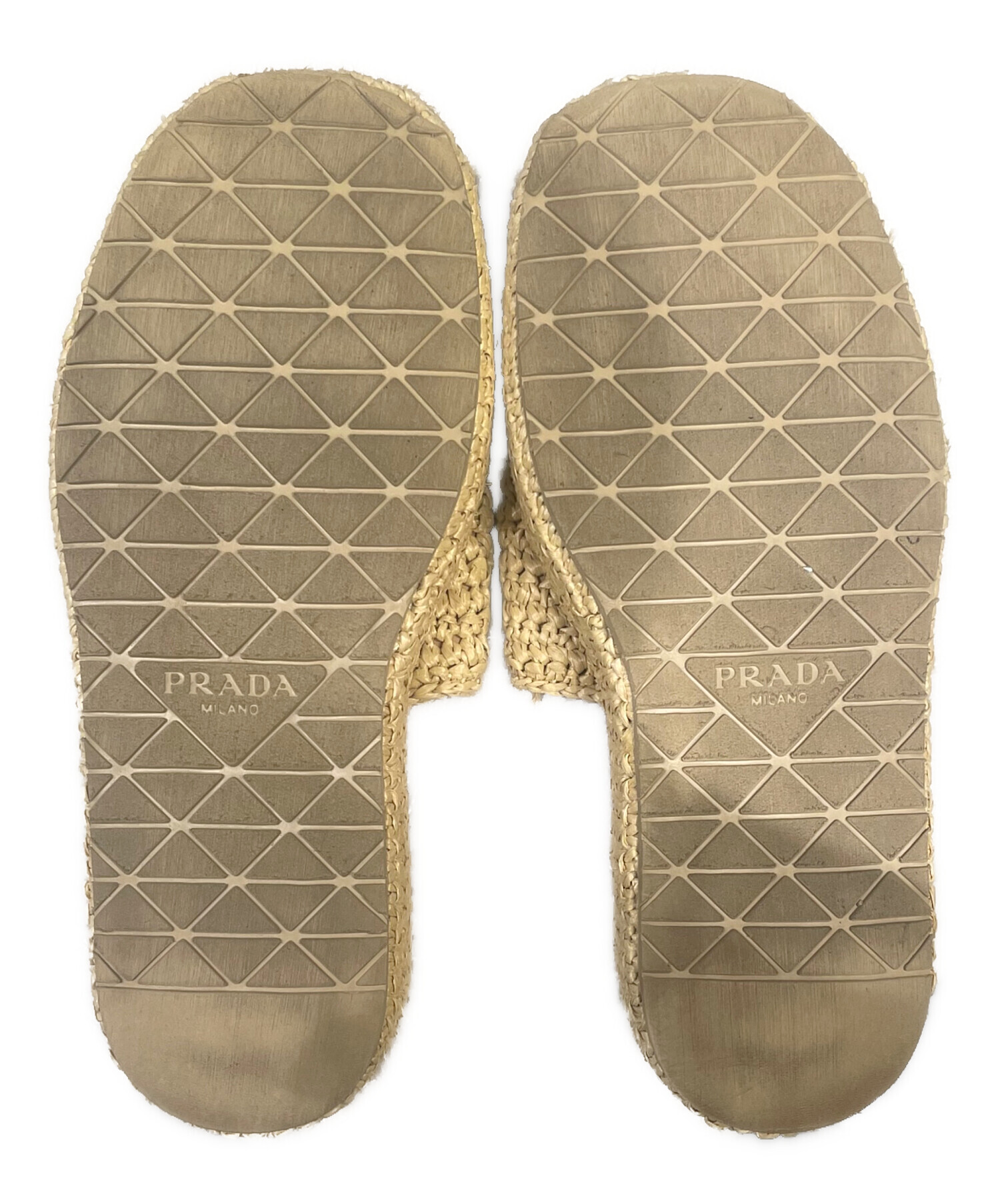 中古・古着通販】PRADA (プラダ) ラフィアサンダル ベージュ サイズ:36