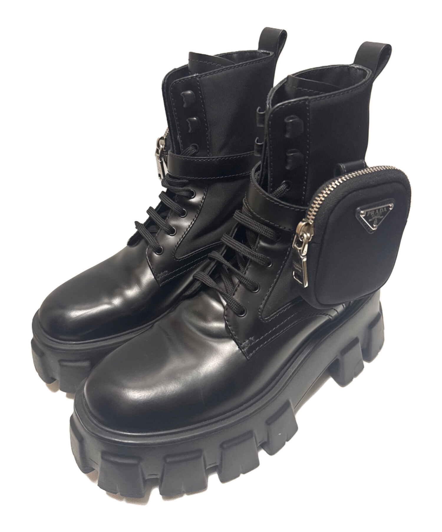 中古・古着通販】PRADA (プラダ) モノリス ポーチ付 ブラック 中古・古着通販】PRADA (プラダ) モノリス ポーチ付 ブラック