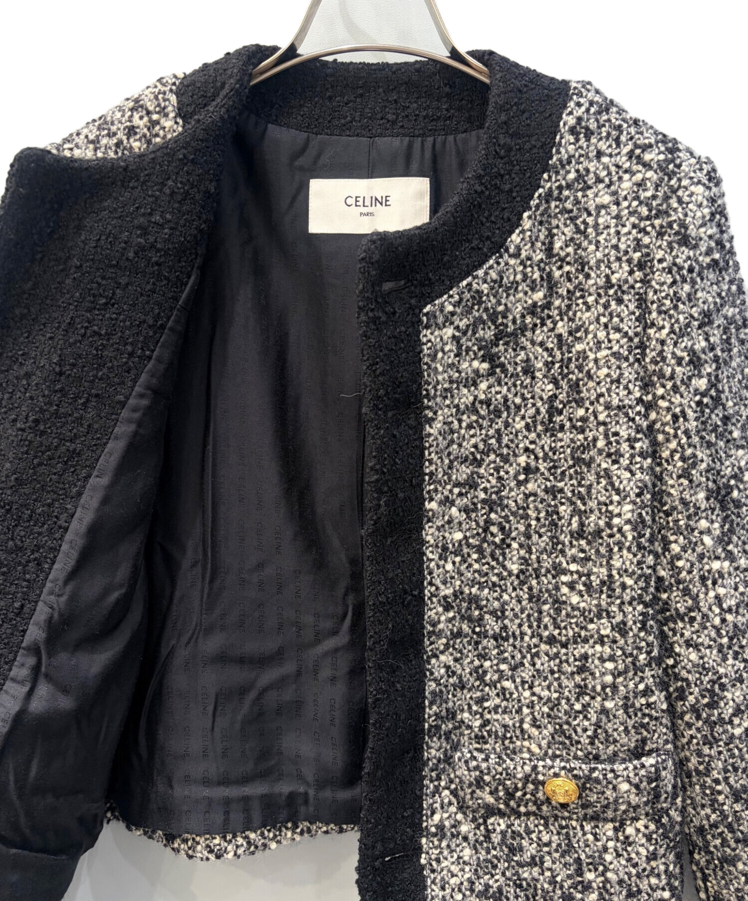 中古・古着通販】CELINE (セリーヌ) ノーカラーツイードジャケット