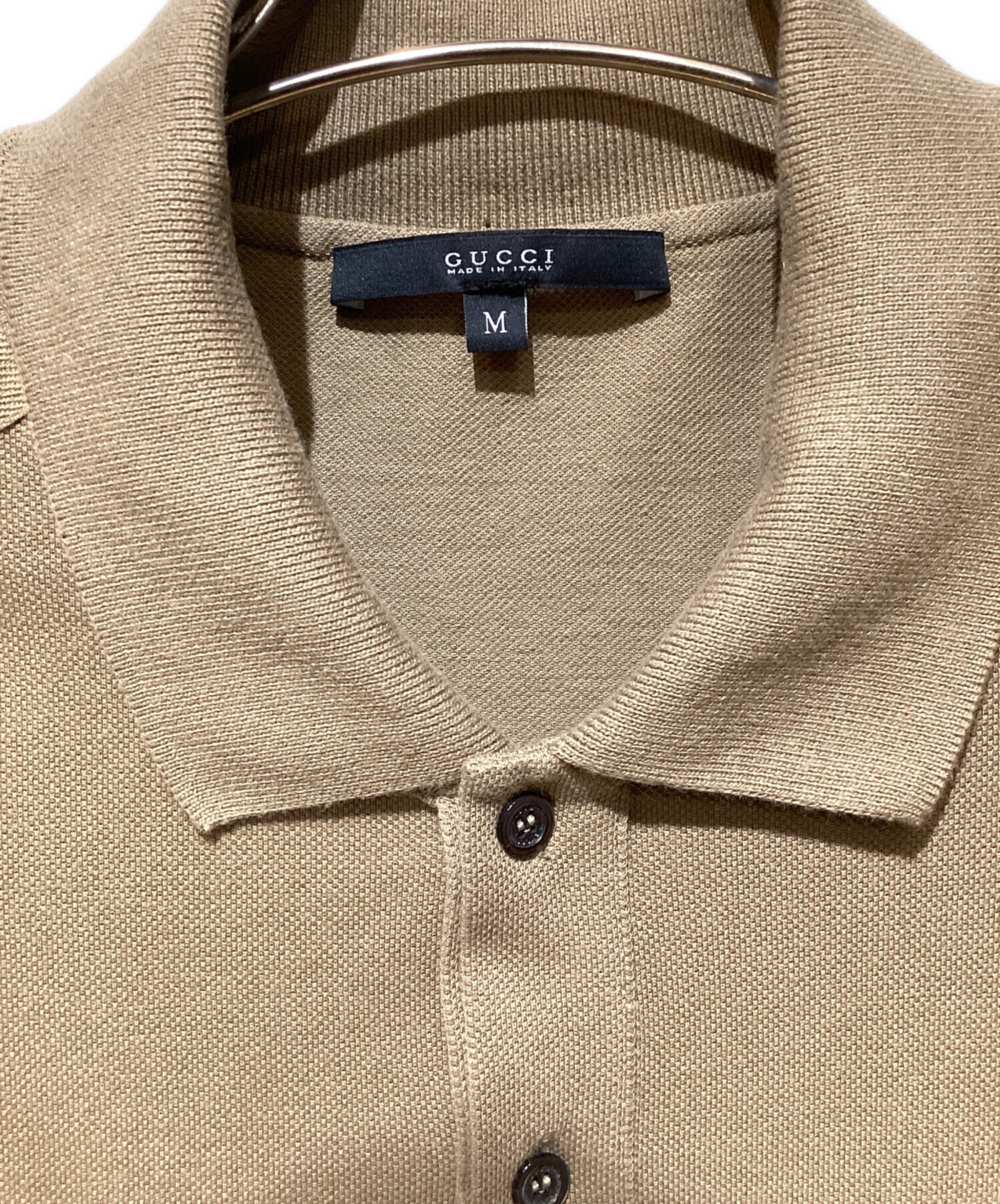 GUCCI 刺繍ポロシャツ ベージュ 中古・古着通販】GUCCI (グッチ) 刺繍ポロシャツ ベージュ サイズ:M