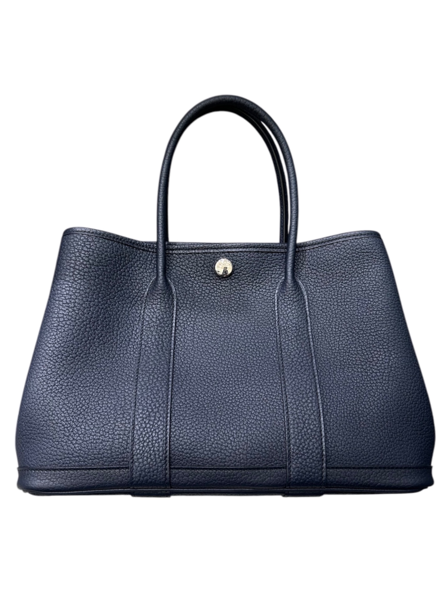 エルメス ガーデンパーティ TPM 青 レザー トートバッグ