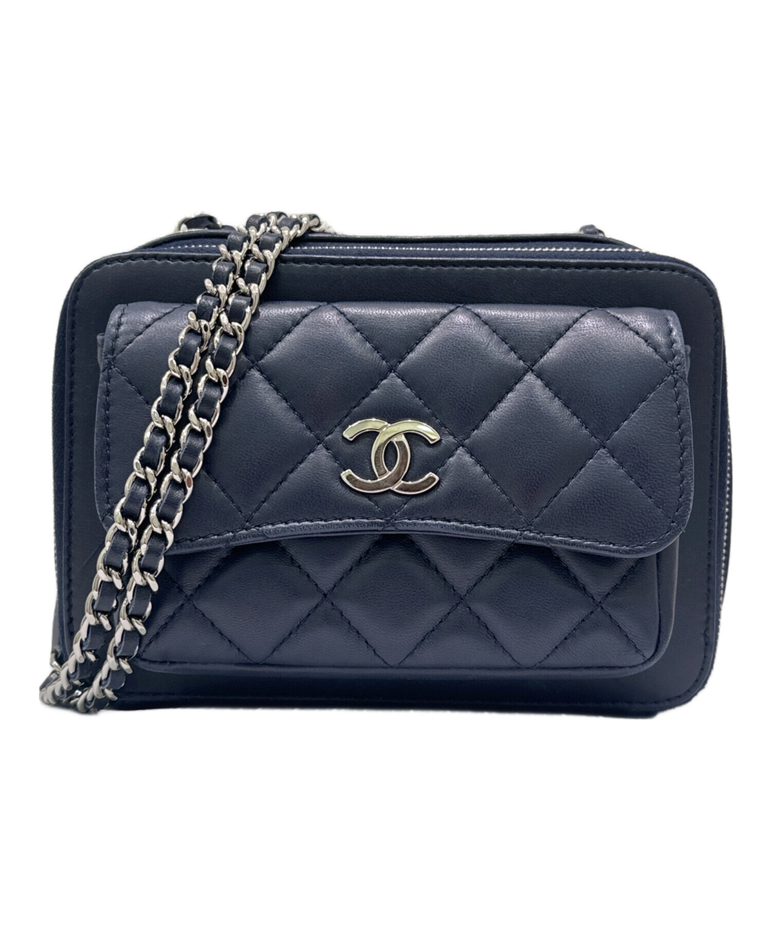 中古・古着通販】CHANEL (シャネル) ショルダーバッグ ネイビー 