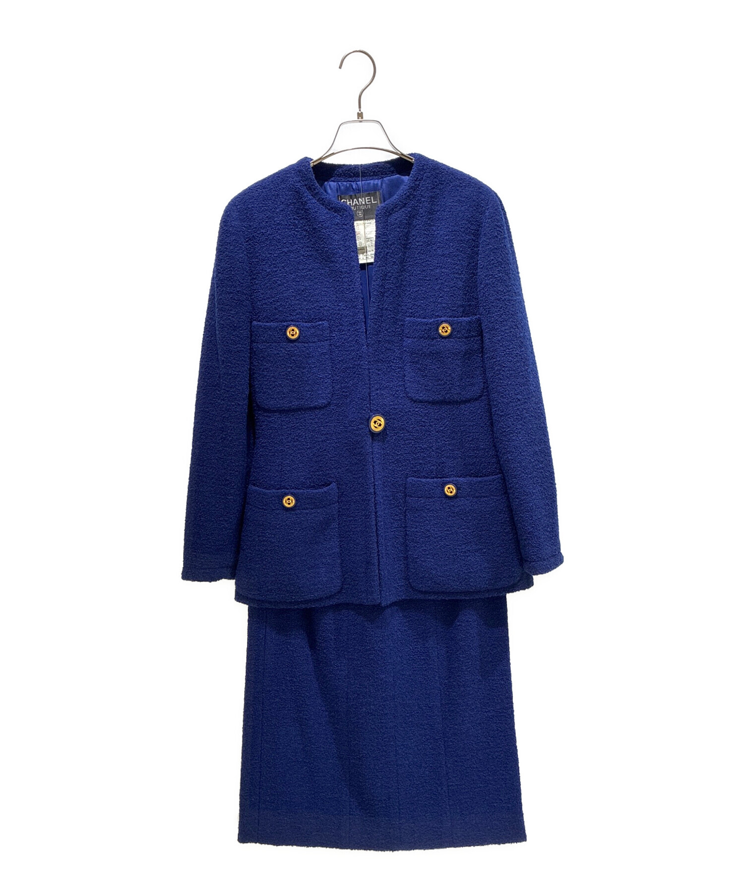 CHANEL ツイード セットアップ 中古・古着通販】CHANEL (シャネル) ココボタンツイードセットアップ