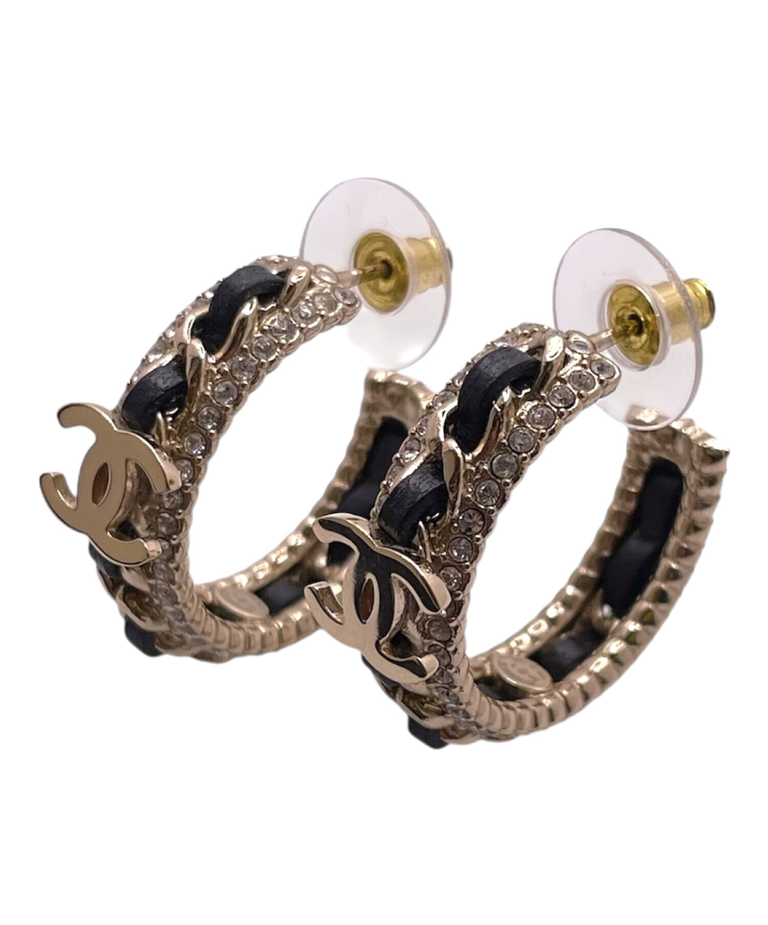 正規品‪☆シャネルココマークフープピアス 黒スワロヴィンテージCHANELメンズ 中古・古着通販】CHANEL (シャネル) ココマーク フープ ピアス