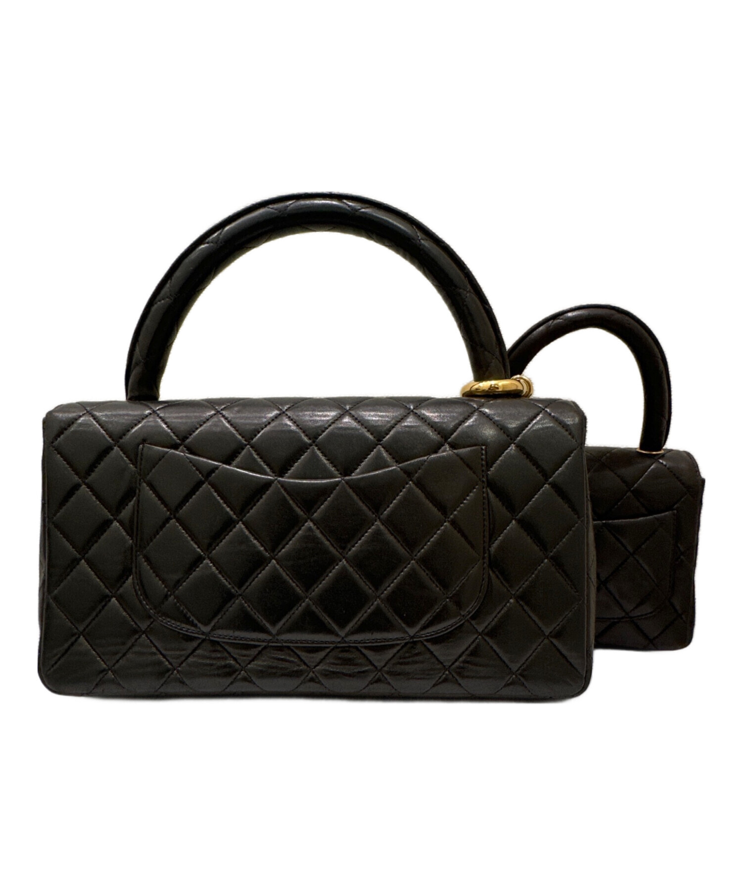 シャネル 入手困難 正規品 ヴィンテージ親子バッグ 中古・古着通販】CHANEL (シャネル) 親子バッグ ブラック×ゴールド金具
