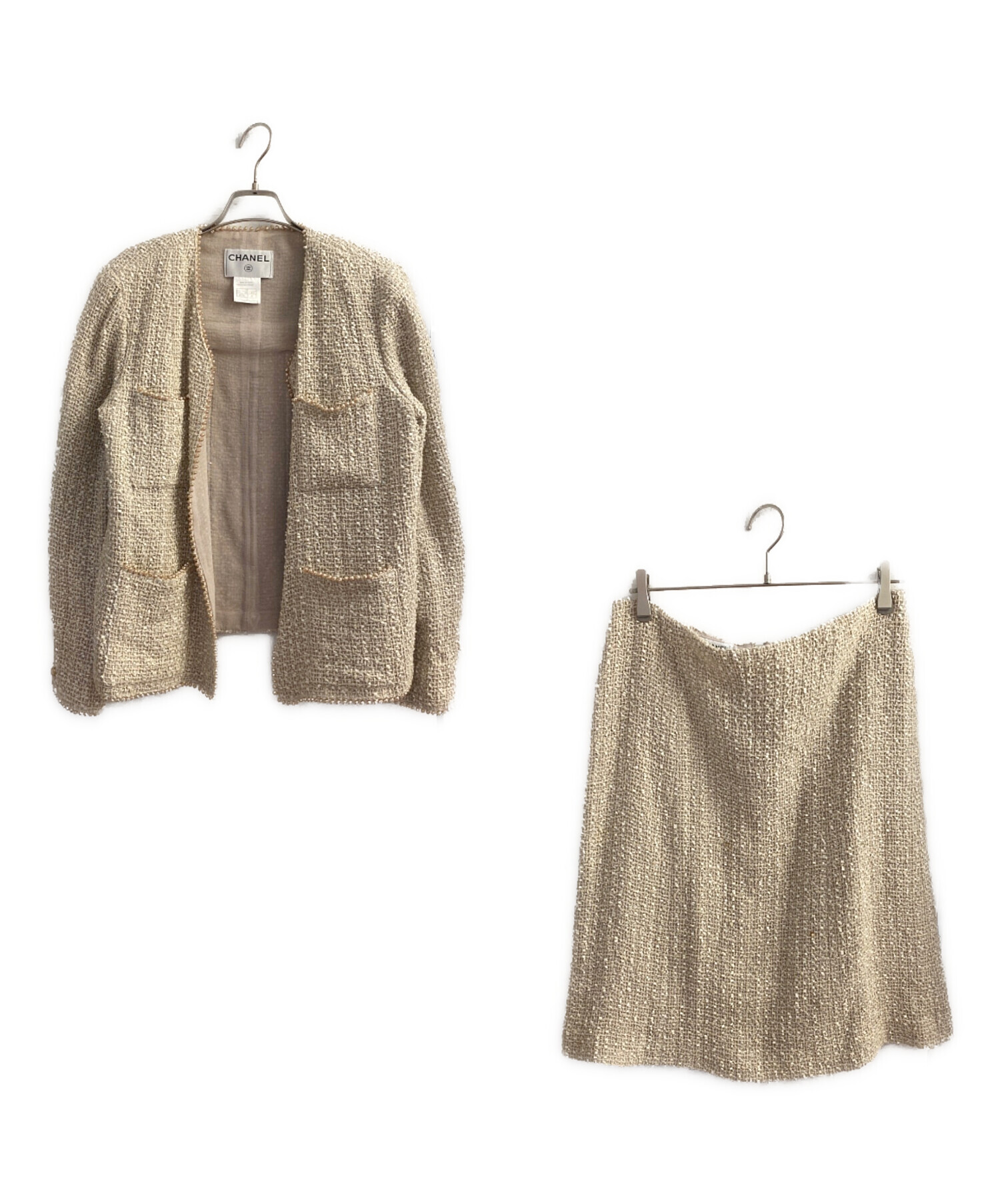 中古・古着通販】CHANEL (シャネル) ツイードセットアップ ベージュ