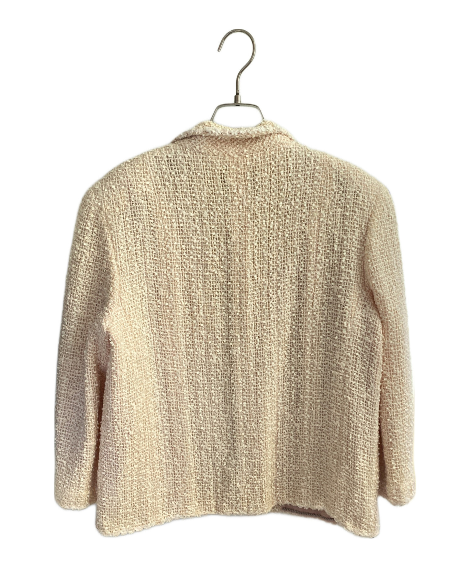 CHANEL ベージュ ツイードジャケット古着 中古・古着通販】CHANEL (シャネル) ツイードジャケット ピンク サイズ