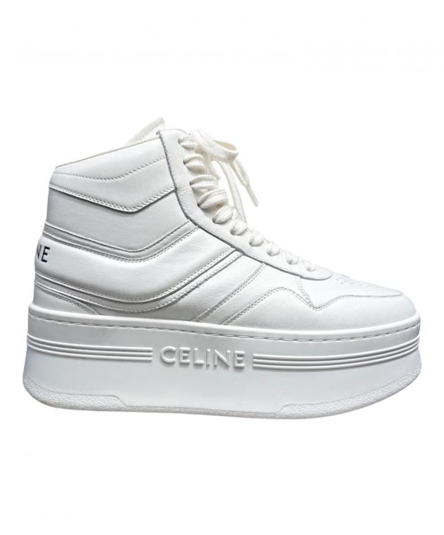 CELINE セリーヌ　ブロックウェッジミュール　ホワイト37 超美品 CELINE セリーヌ ブロックウェッジミュール ホワイト37 超美品