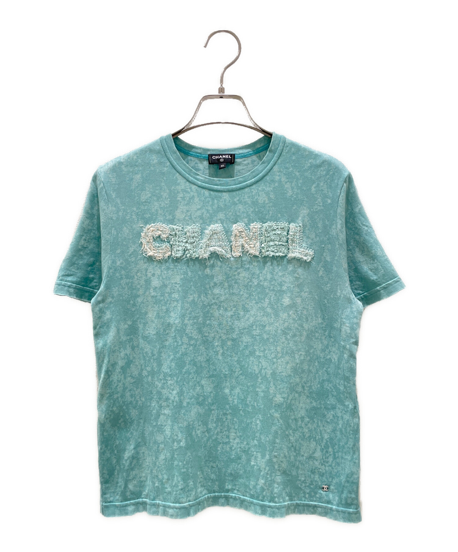 中古・古着通販】CHANEL (シャネル) ツイードロゴTシャツ スカイブルー 