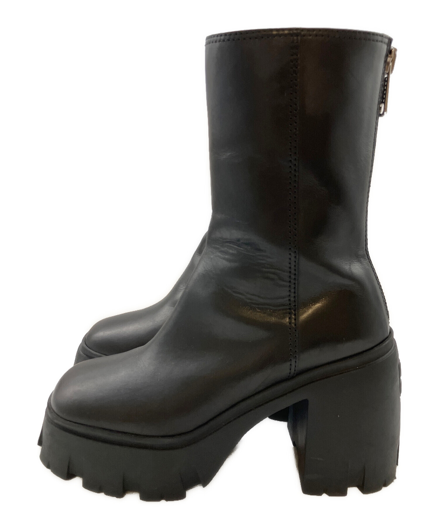 中古・古着通販】MIU MIU (ミュウミュウ) バッグロゴ厚底ブーツ