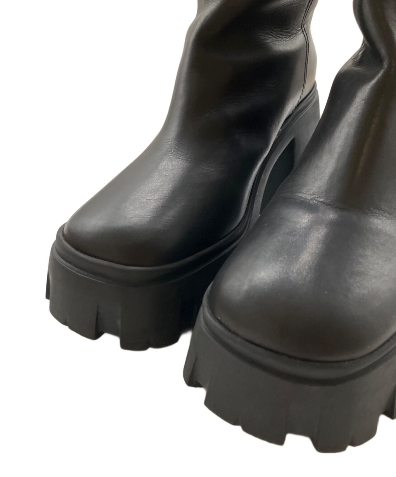 中古・古着通販】MIU MIU (ミュウミュウ) バッグロゴ厚底ブーツ