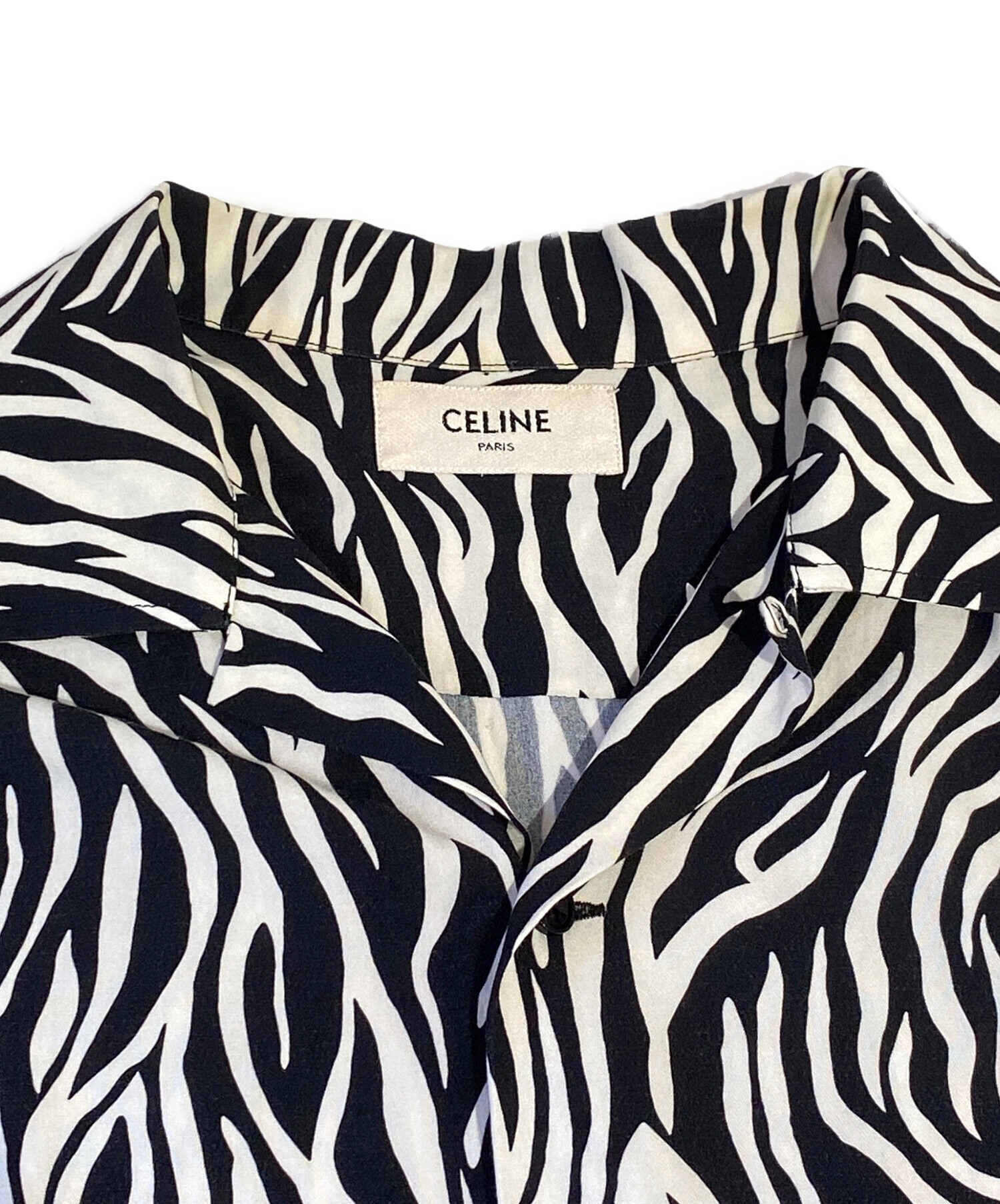 CELINE ゼブラ柄 半袖シャツ 41 中古・古着通販】CELINE (セリーヌ) ゼブラ柄 オープンカラー半袖