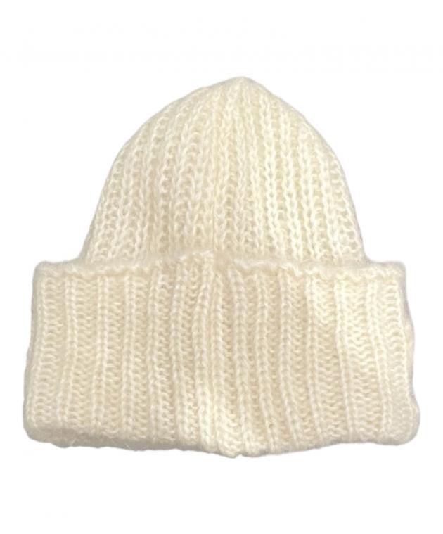 ロエベ　ニット帽　ロゴ刺繍リブビーニー　ホワイト　超美品 中古・古着通販】LOEWE (ロエベ) モヘアブレンドニット帽 オフホワイト