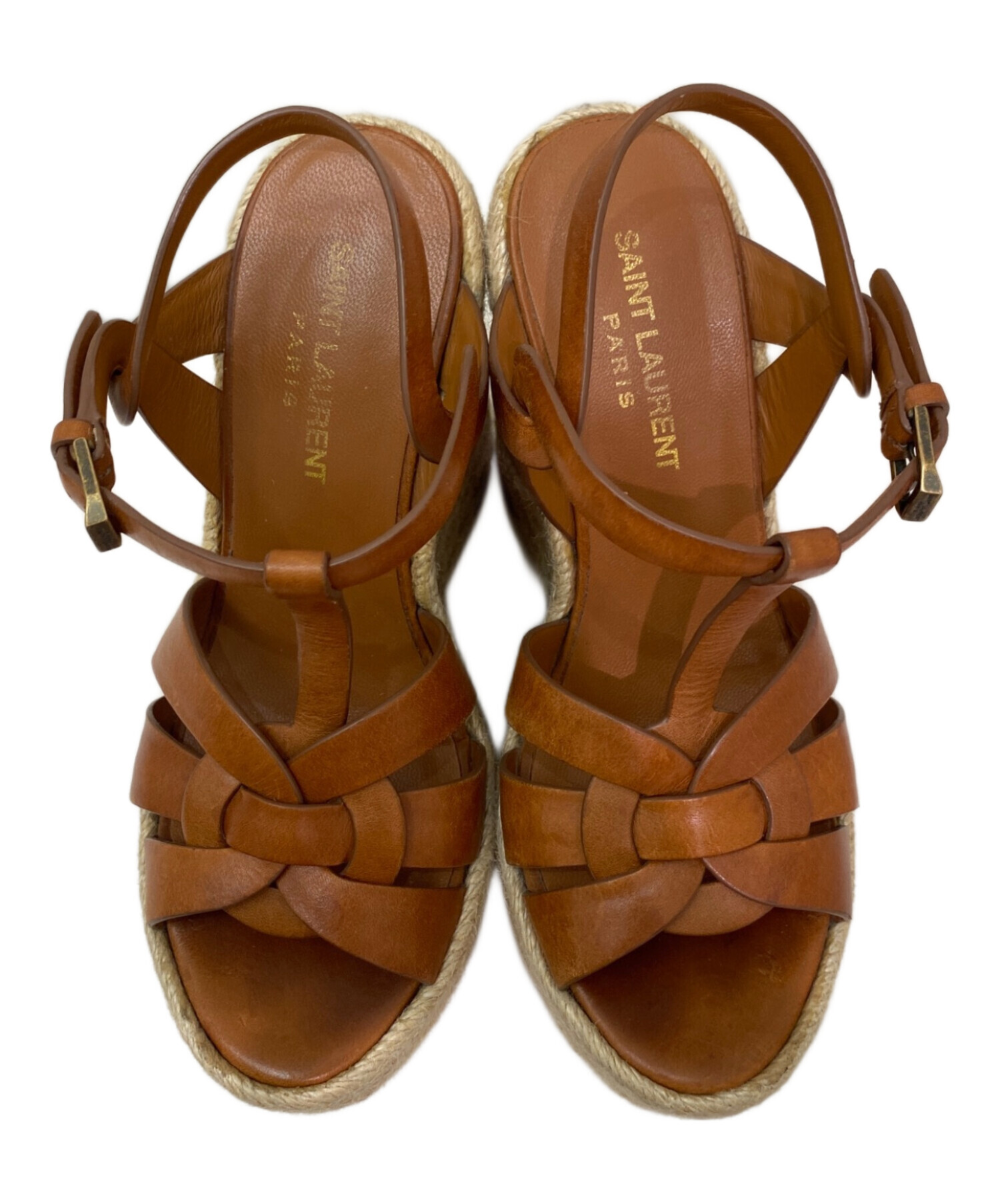 SAINT LAURENT ブラウンウェッジサンダル