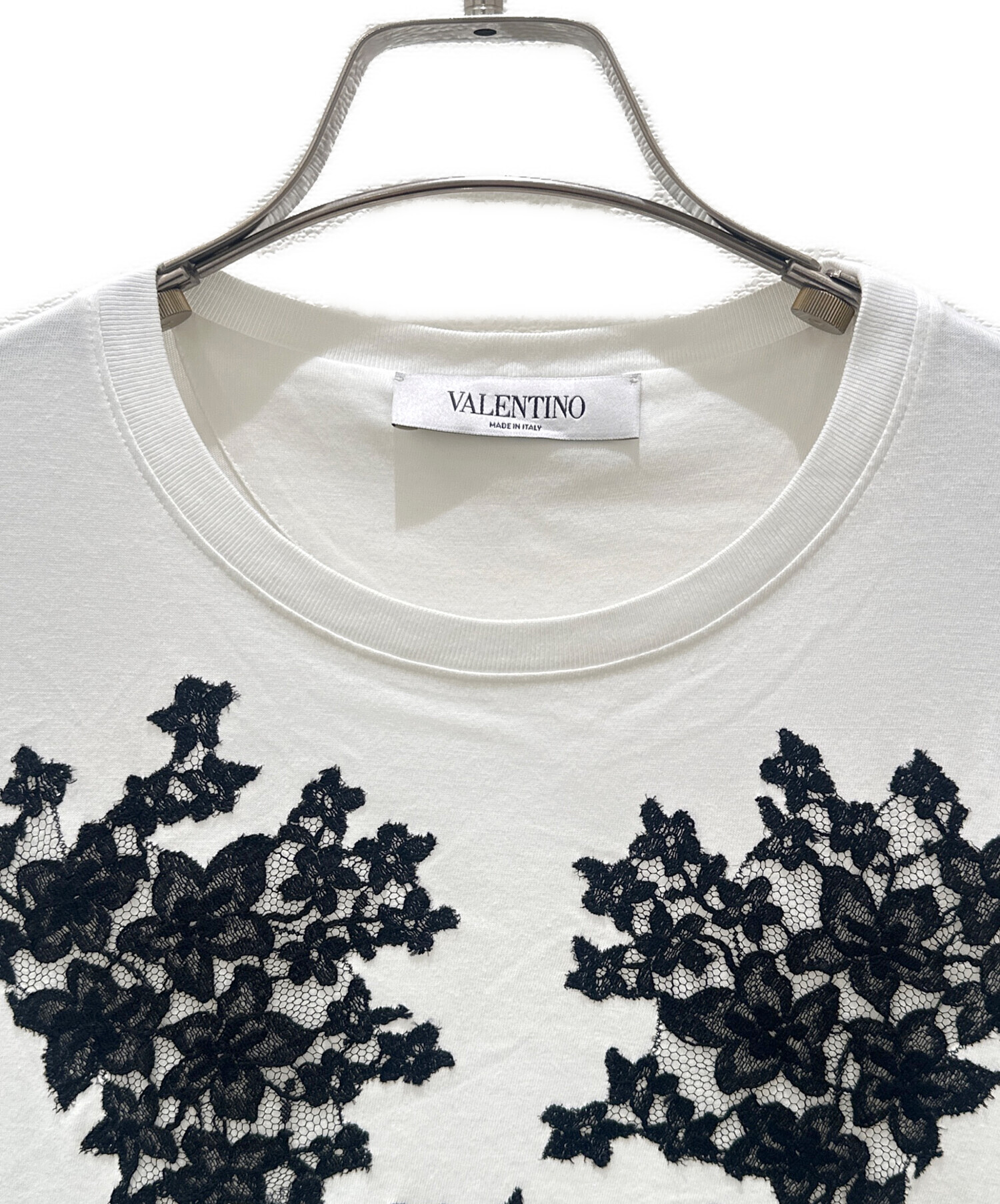 中古・古着通販】VALENTINO (ヴァレンティノ) レースTシャツ ホワイト 
