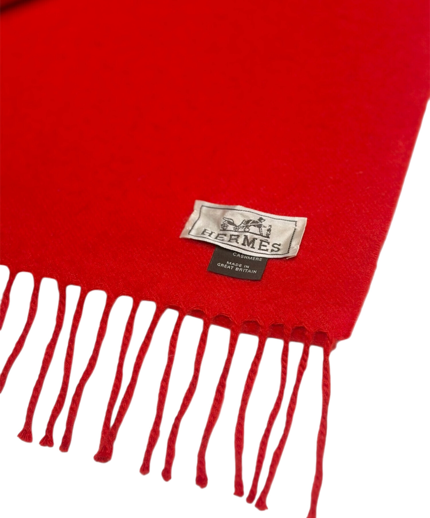 中古・古着通販】HERMES (エルメス) カシミヤマフラー レッド