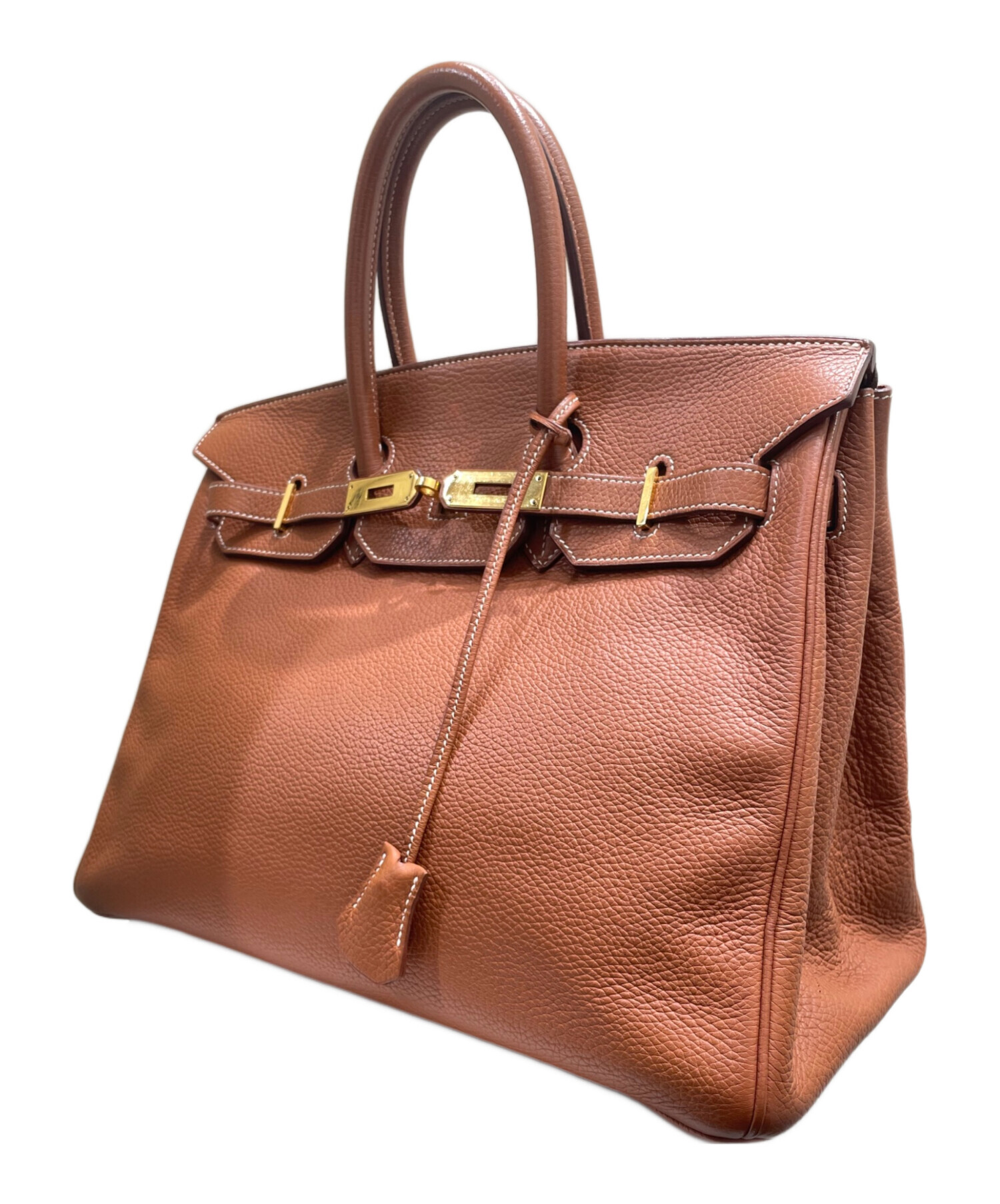 １週間限定 【HERMESエルメス】バーキン35 アルデンヌ ナチュラル ハンドバッグ ○X エルメス HERMES バーキン35 □F刻（2002年製） ヴェールアングレ ゴールド金具 アルデンヌ ユニセックス ハンドバッグ