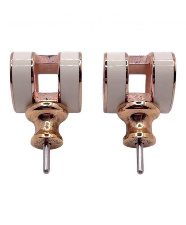 HERMESHホワイトローズゴールドイヤリング 中古・古着通販】HERMES (エルメス) ポップアッシュHピアス ホワイト