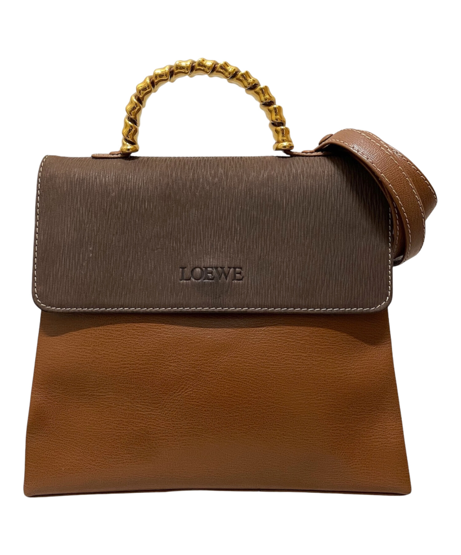 LOEWE ベラスケス2way ブラックブラウンレザーハンドバッグ