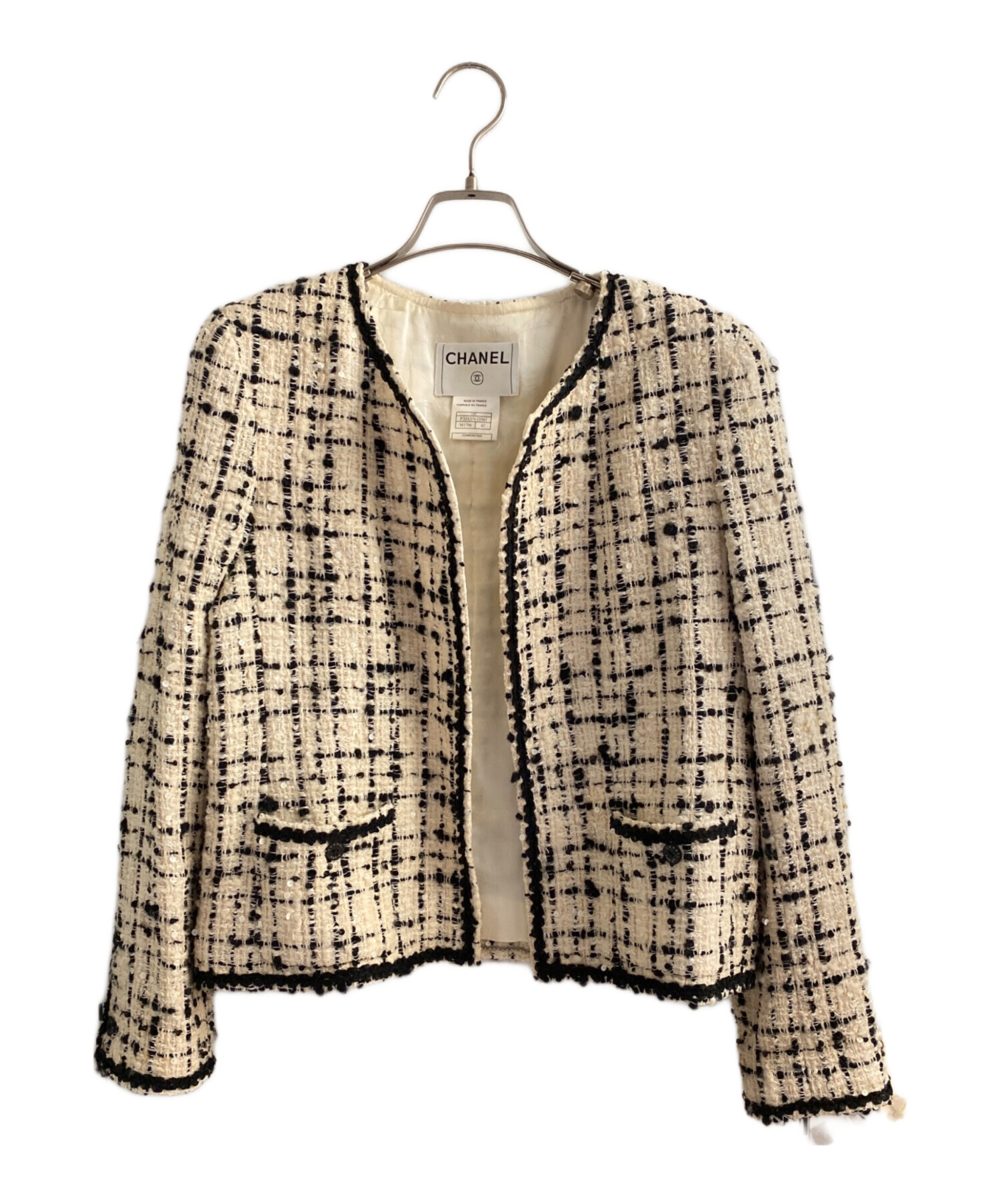 中古・古着通販】CHANEL (シャネル) スパンコール装飾 ツイードノー