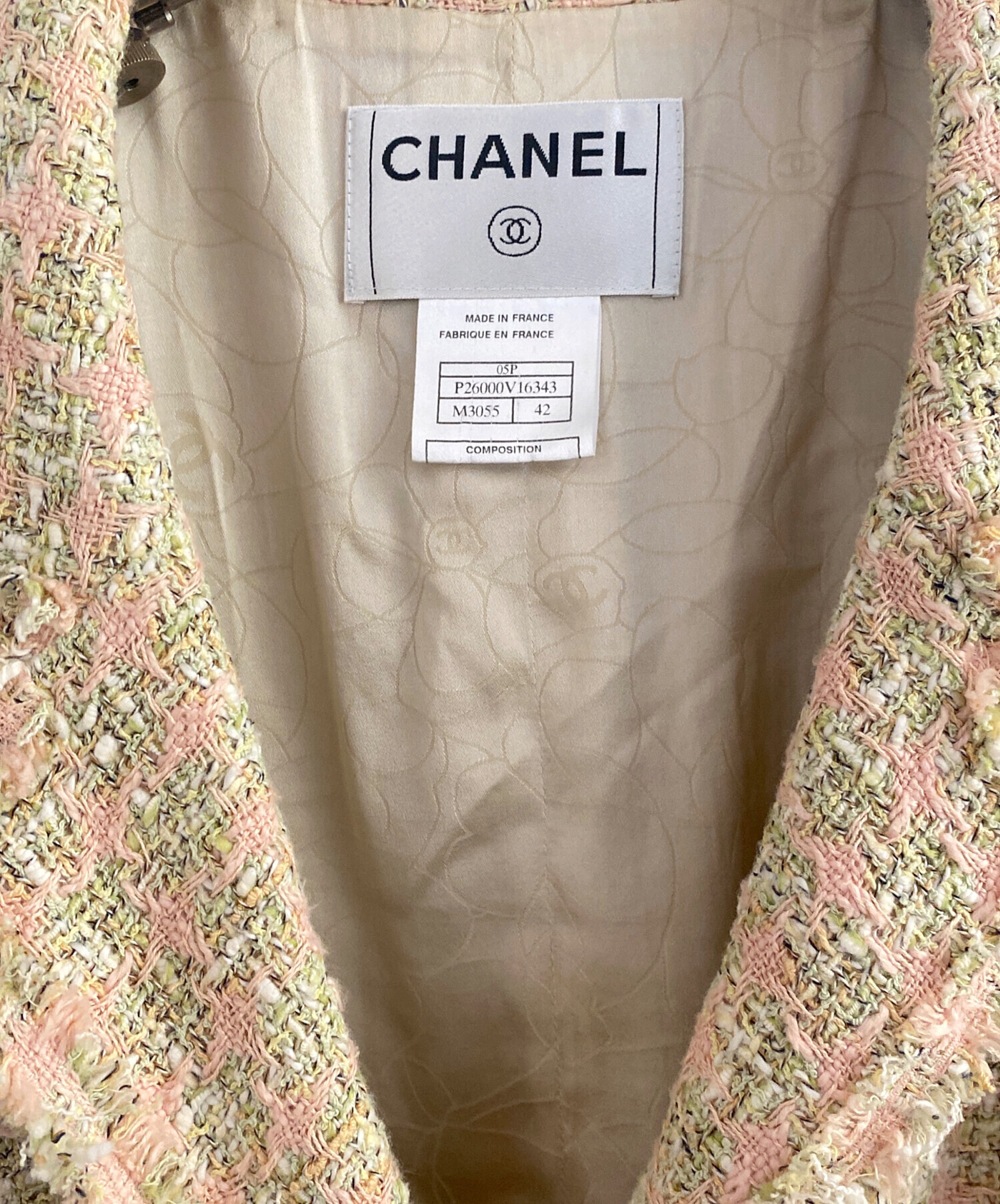 CHANEL シャネル スカート ツイード シルク パステルライトグリーン系