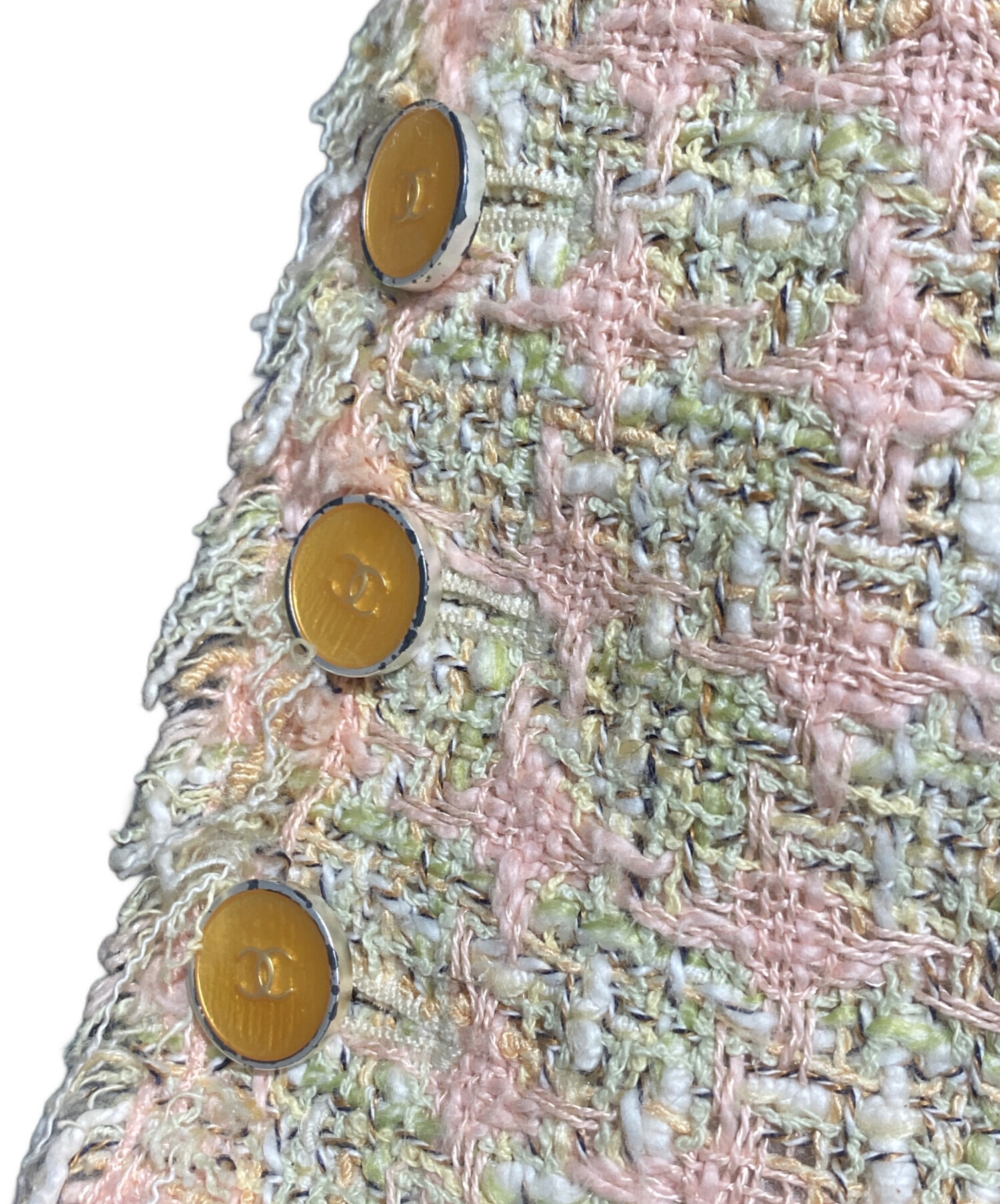 CHANEL シャネル スカート ツイード シルク パステルライトグリーン系 CHANEL シャネル スカート ツイード シルク パステルライトグリーン系