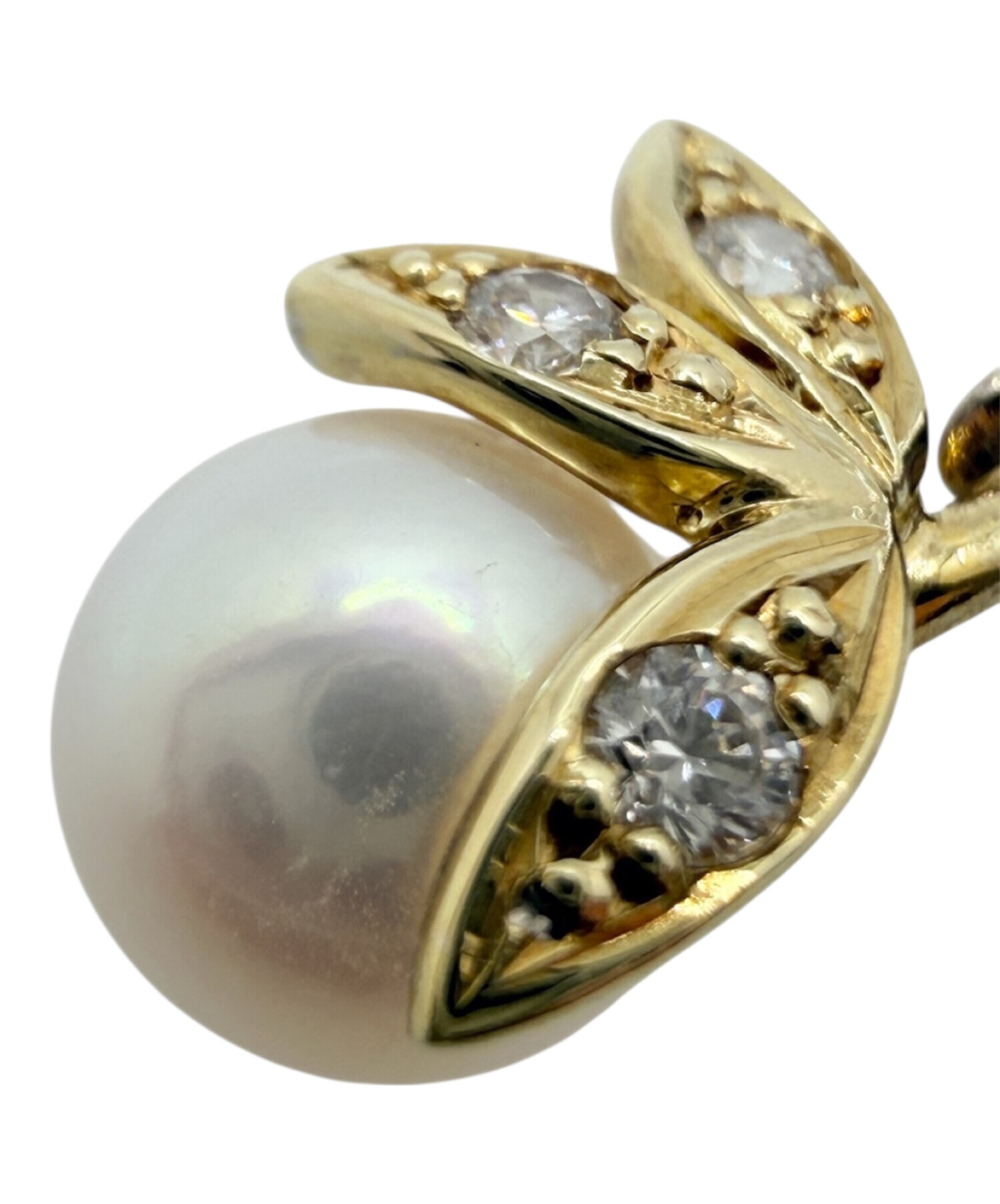 18金ミキモトパールブローチ　ダイヤ付き 中古・古着通販】MIKIMOTO (ミキモト) ダイヤモンドパールブローチ