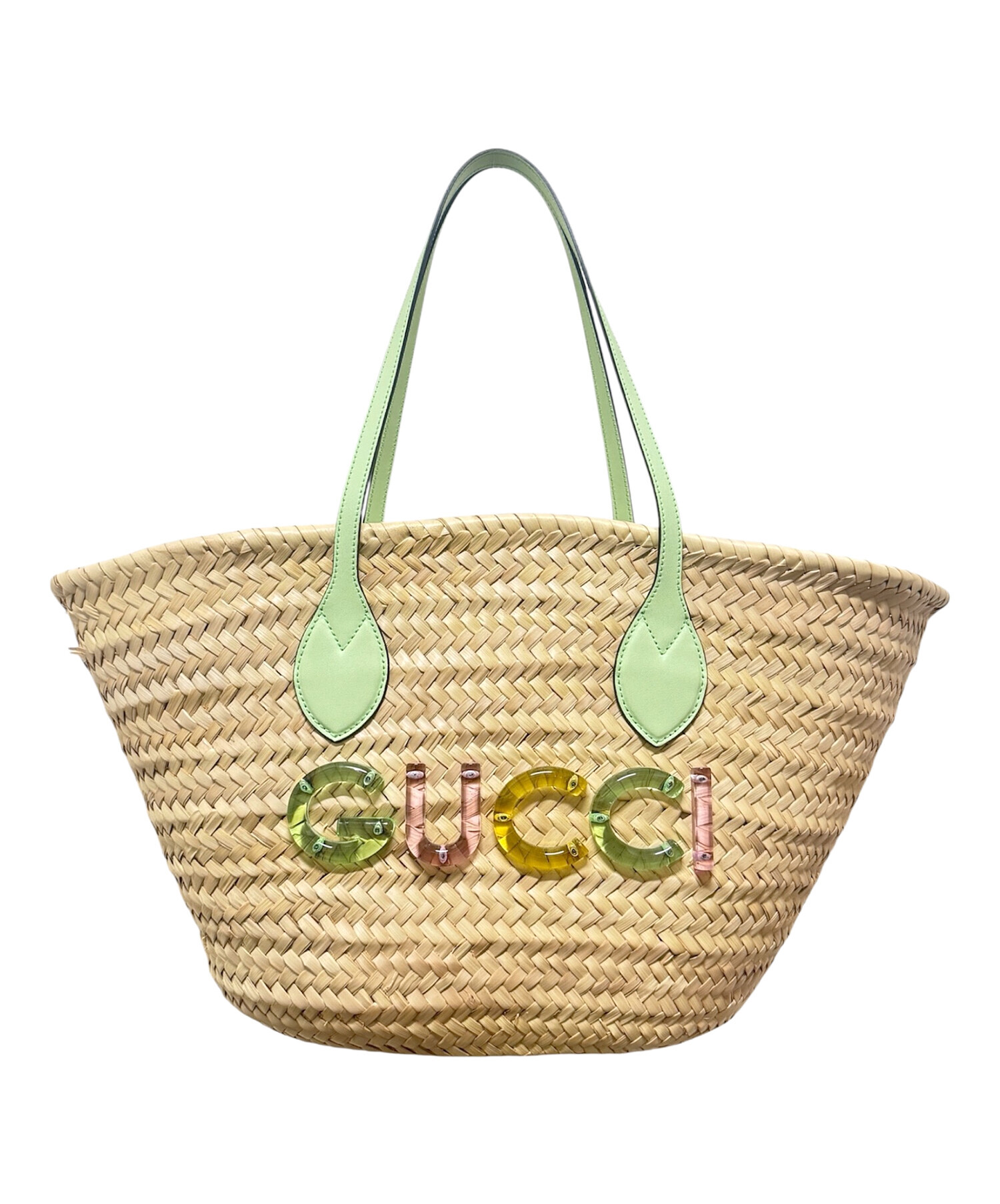 中古・古着通販】GUCCI (グッチ) ストローカゴバッグ ベージュ