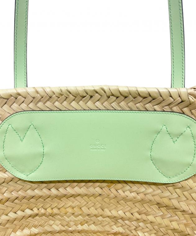 中古・古着通販】GUCCI (グッチ) ストローカゴバッグ ベージュ