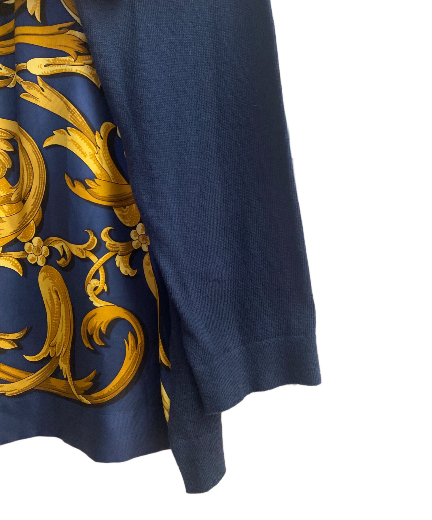 タグ付 HERMÈS エルメス メンズ 長袖シャツ ネイビー柄 Lサイズ 正規品 中古・古着通販】HERMES (エルメス) ニット切替シャツ ネイビー