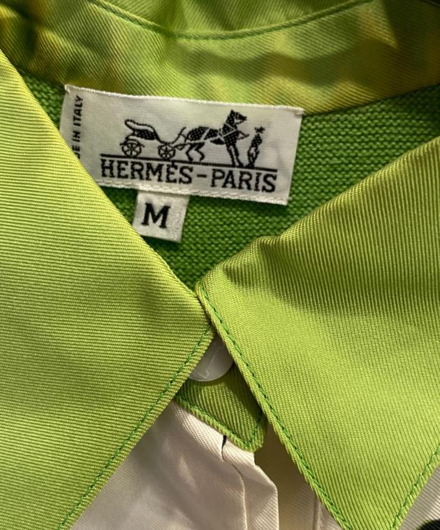 中古・古着通販】HERMES (エルメス) ニット切替シルクシャツ グリーン