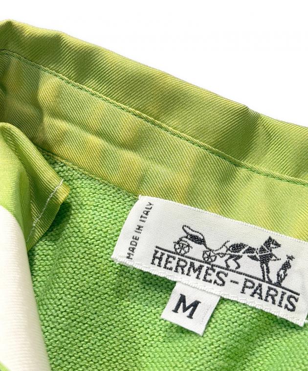 中古・古着通販】HERMES (エルメス) ニット切替シルクシャツ グリーン