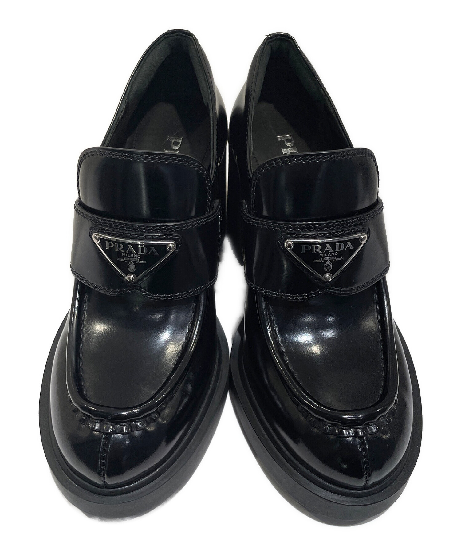 中古・古着通販】PRADA (プラダ) トライアングルロゴヒールローファー