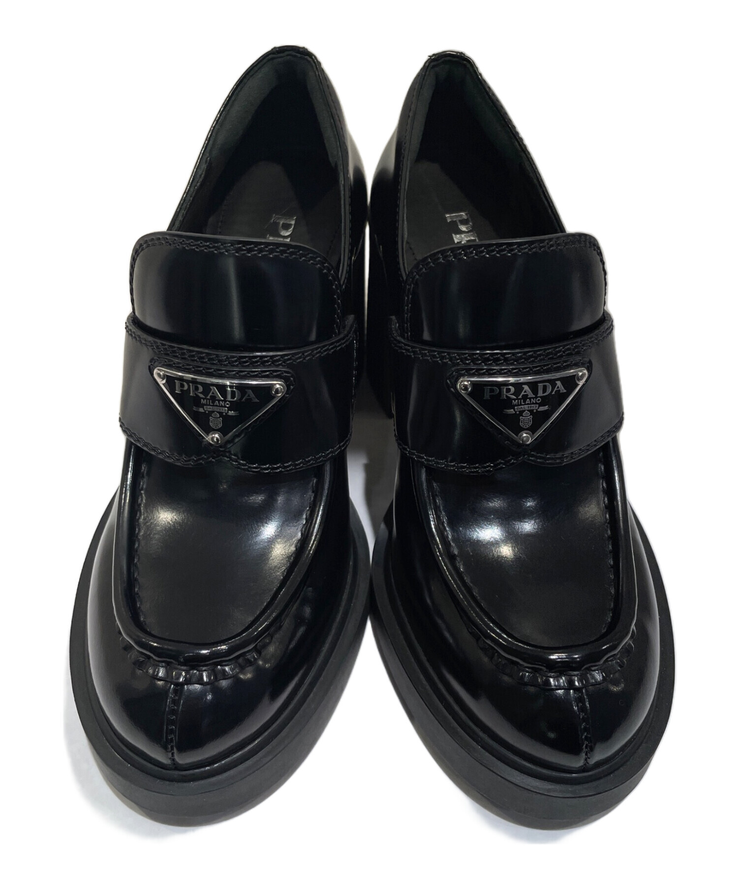 中古・古着通販】PRADA (プラダ) トライアングルロゴヒールローファー