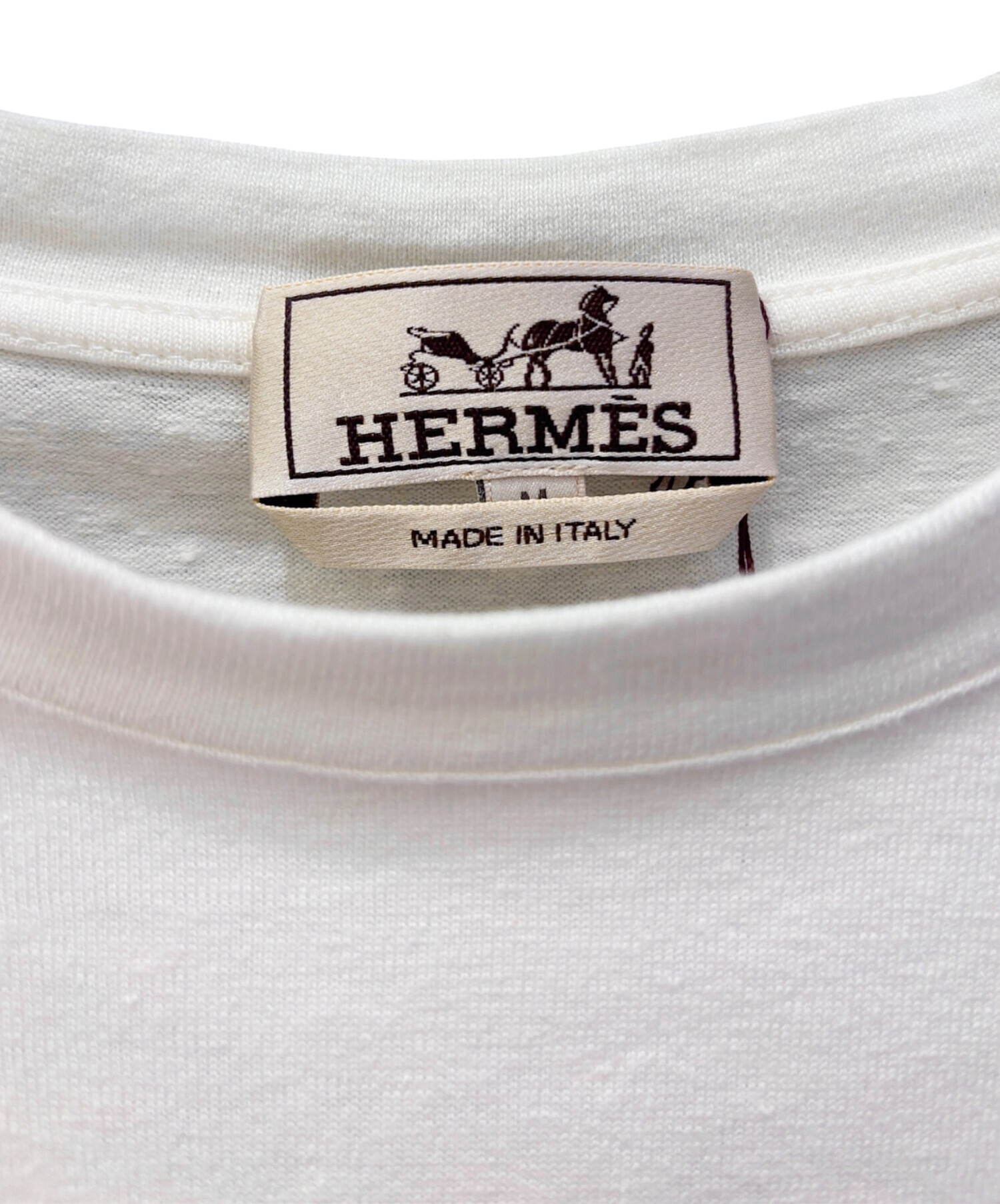 中古・古着通販】HERMES (エルメス) フラワー刺繍Tシャツ ホワイト
