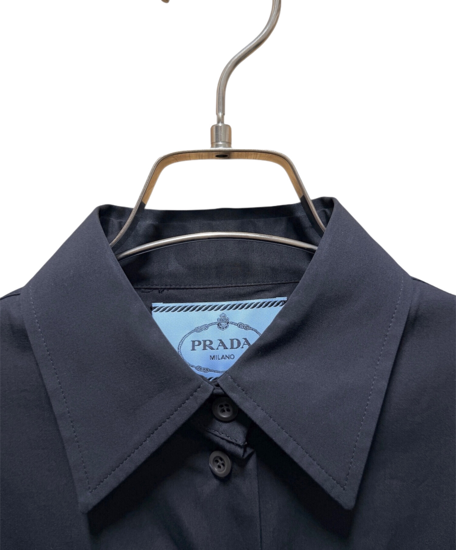 PRADA38ワンピース 中古・古着通販】PRADA (プラダ) ロゴシャツワンピース ブラック