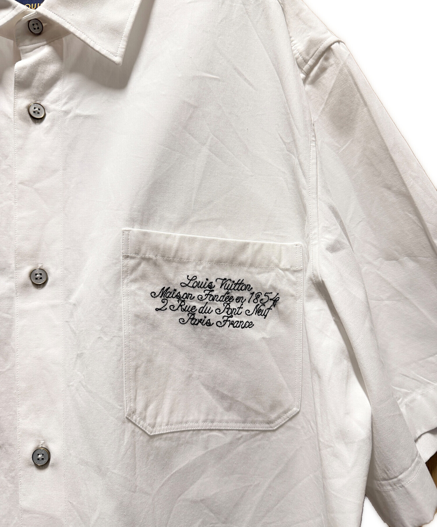 LOUIS VUITTON ルイヴィトン ピンストライプ YシャツLV刺繍メンズ LOUIS VUITTON ルイヴィトン ピンストライプ YシャツLV刺繍メンズ