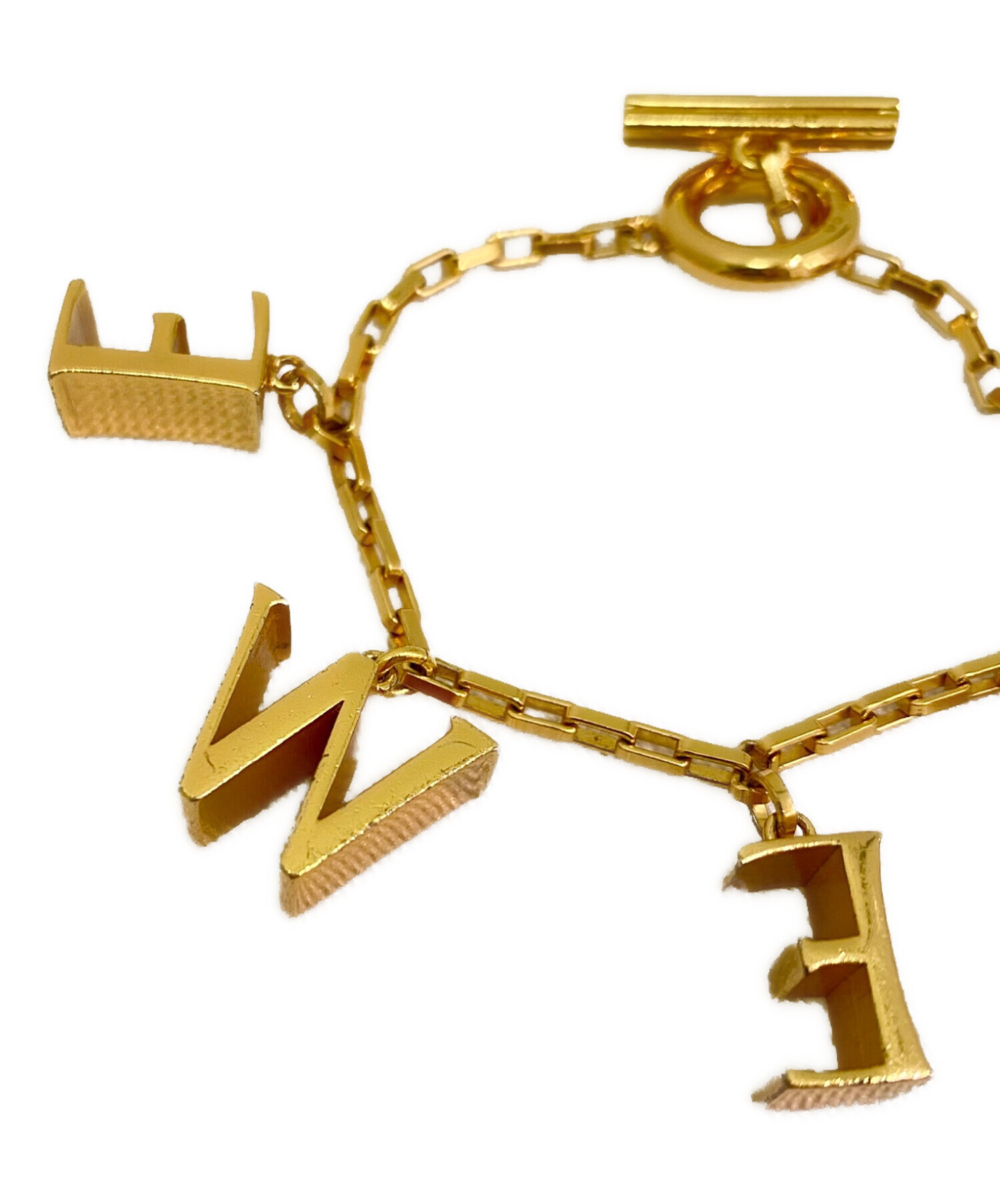 中古・古着通販】LOEWE (ロエベ) ロゴチャームブレスレット ゴールド