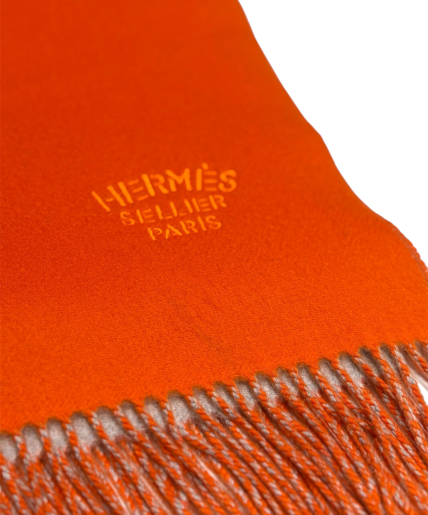 美品 エルメス カシミヤ100% アンサンブル H柄 エルメスオレンジ 中古・古着通販】HERMES (エルメス) ダブルフェイスカシミヤストール