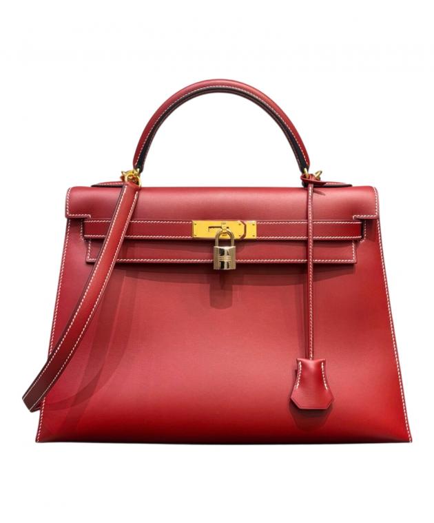 本物 エルメス HERMES ケリー 32 2WAY ショルダーバッグ ハンドバッグ ボックスカーフ レザー ルージュアッシュ レッド Kelly バッグ 中古 HERMES - 本物 エルメス HERMES ケリー 32 2WAY ショルダーバッグ
