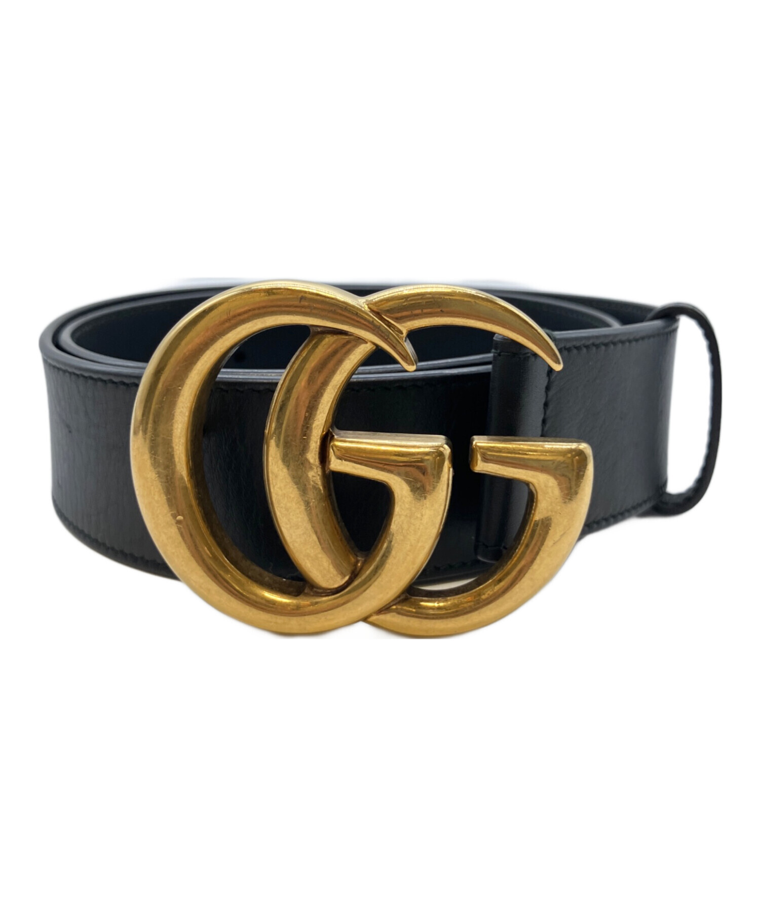 GUCCI グッチ 37.5/25cm ダブル GG LOGO ブラック 04A ダブルG グッチ ベルト メンスベルト GGマーモント Gバックル ブラック